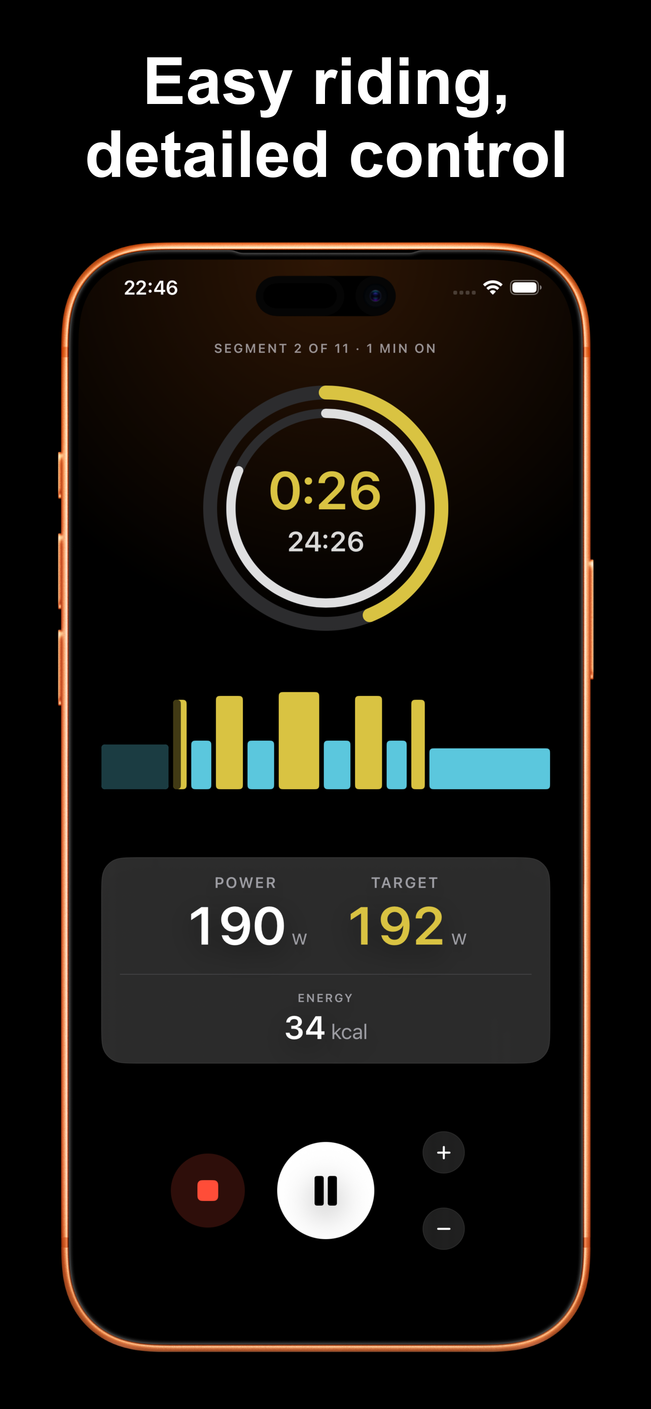 WattBird: easy riding, detailed control — live workout screen